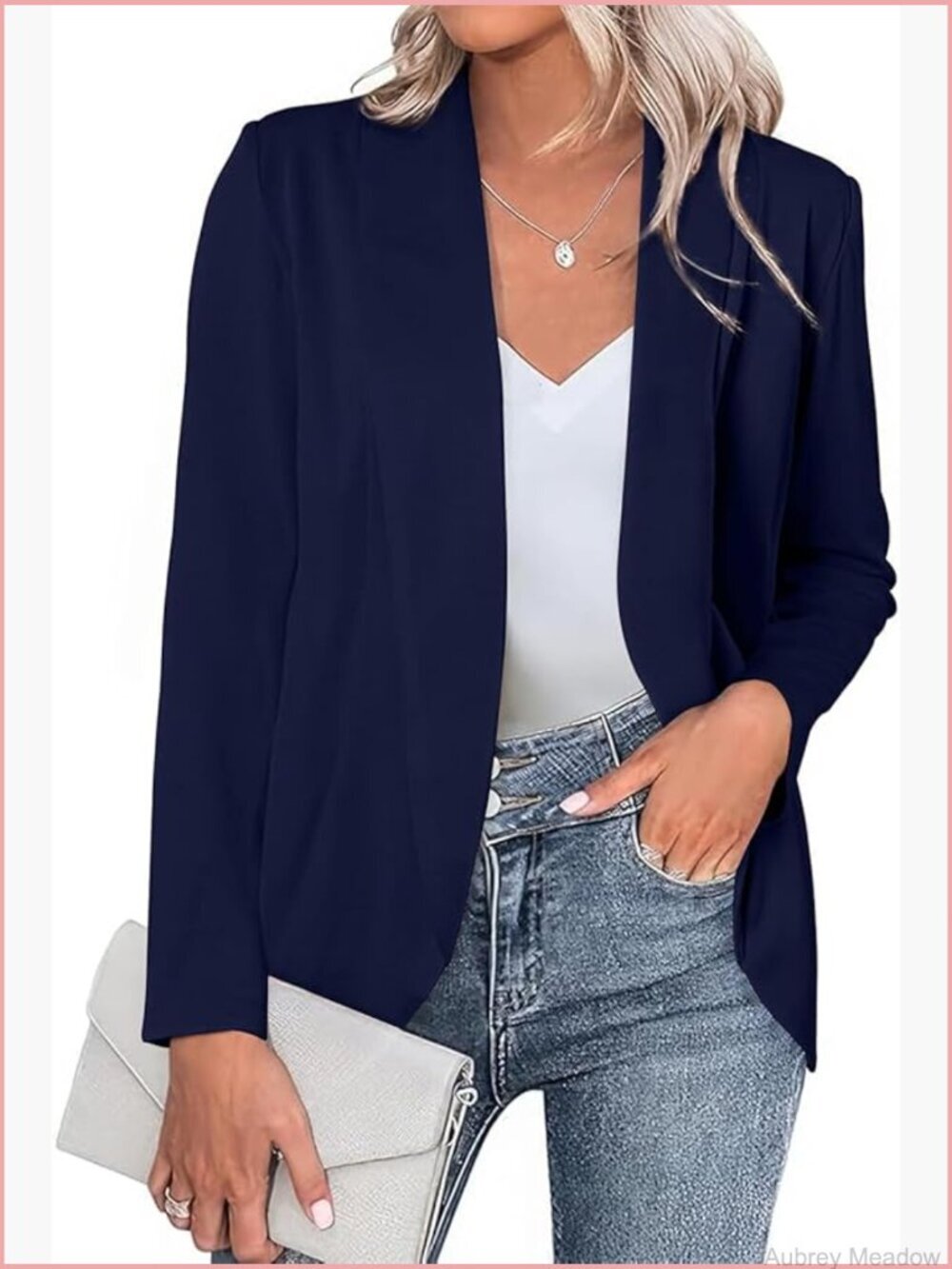 Classic Notch Collar Blazer Long Sleeve Lightweight Open Front Work Jacket
